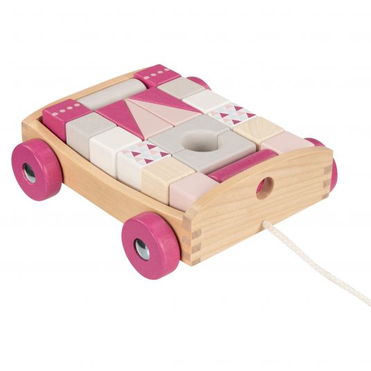 Goki Pull cart with 20 wooden building blocks - Lifestyle Berry