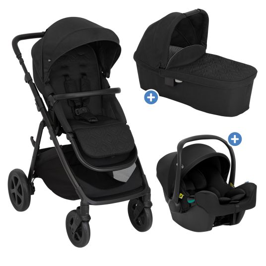 Graco 3in1 baby carriage set Near2Me DLX up to 22 kg load capacity with carrycot, SnugLite infant car seat & raincover - Midnight