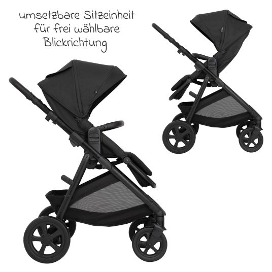 Graco 3in1 Kombi-Kinderwagen-Set Near2Me DLX bis 22 kg belastbar mit Babywanne, Babyschale SnugLite & Regenschutz - Midnight