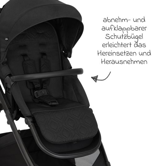 Graco 3in1 Kombi-Kinderwagen-Set Near2Me DLX bis 22 kg belastbar mit Babywanne, Babyschale SnugLite & Regenschutz - Midnight