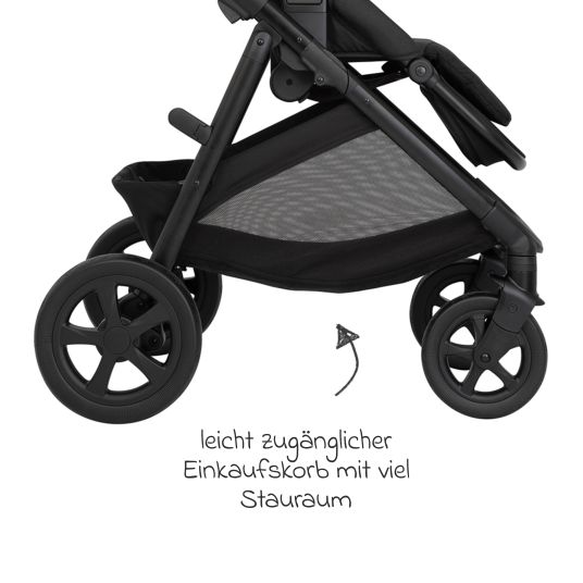 Graco 3in1 baby carriage set Near2Me DLX up to 22 kg load capacity with carrycot, SnugLite infant car seat & raincover - Midnight