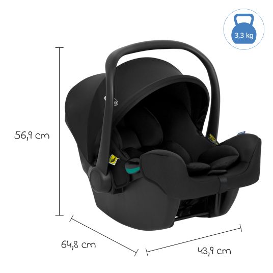 Graco 3in1 baby carriage set Near2Me DLX up to 22 kg load capacity with carrycot, SnugLite infant car seat & raincover - Midnight