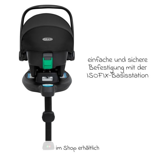 Graco Babyschale SnugLite i-Size R129 ab Geburt - 13 kg (40 cm - 75 cm) nur 3,3 kg leicht inkl. Sitzverkleinerer & Sonnenverdeck - Midnight