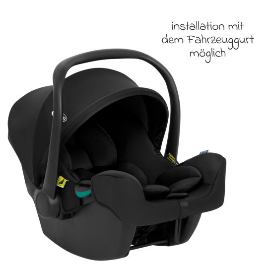 Graco Seggiolino auto SnugLite i-Size R129 dalla nascita - 13 kg (40 cm - 75 cm) solo 3,3 kg di peso, incluso riduttore di seduta e capottina - Midnight