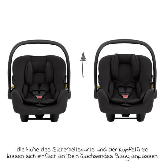 Graco Babyschale SnugLite i-Size R129 ab Geburt - 13 kg (40 cm - 75 cm) nur 3,3 kg leicht inkl. Sitzverkleinerer & Sonnenverdeck - Midnight