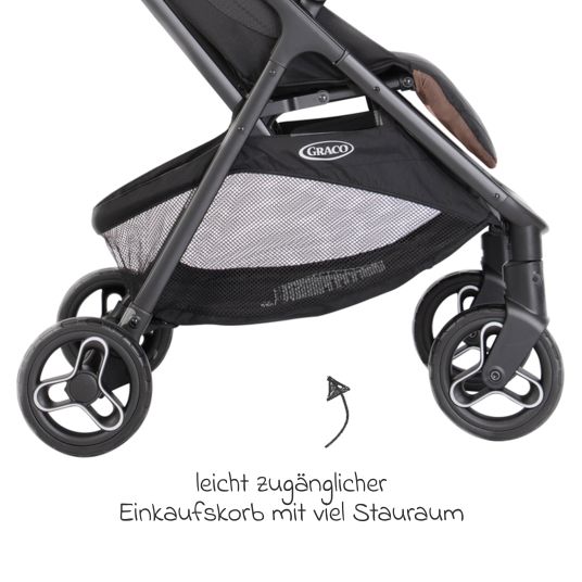 Graco Passeggino e carrozzina Myavo caricabile fino a 22 kg solo 5,8 kg leggero con funzione reclinabile e parapioggia - Fossil