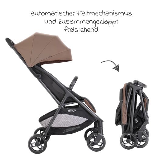 Graco Passeggino e carrozzina Myavo caricabile fino a 22 kg solo 5,8 kg leggero con funzione reclinabile e parapioggia - Fossil