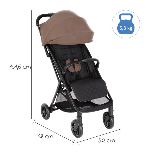 Graco Buggy & pushchair Myavo loadable up to 22 kg only 5.8 kg light with reclining function & rain cover - Fossil