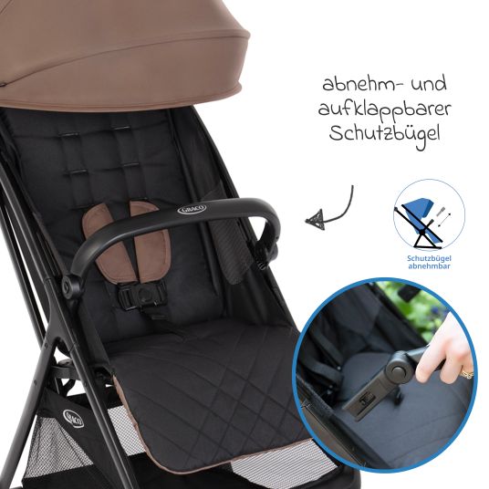 Graco Buggy & Sportwagen Myavo bis 22 kg belastbar nur 5,8 kg leicht mit Liegefunktion & Regenschutz - Fossil