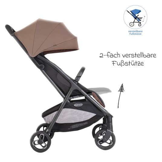 Graco Passeggino e carrozzina Myavo caricabile fino a 22 kg solo 5,8 kg leggero con funzione reclinabile e parapioggia - Fossil