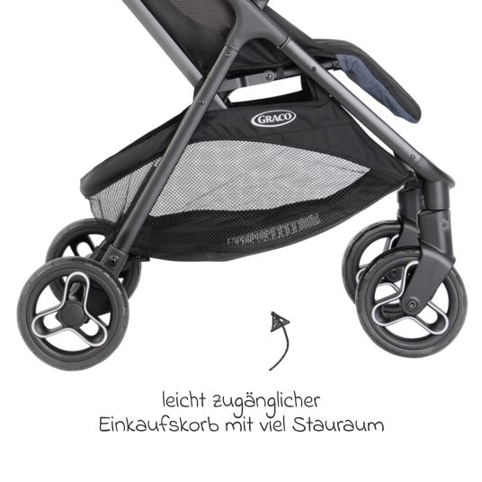 Graco Passeggino e carrozzina Myavo caricabile fino a 22 kg solo 5,8 kg leggero con funzione reclinabile e parapioggia - Stormy