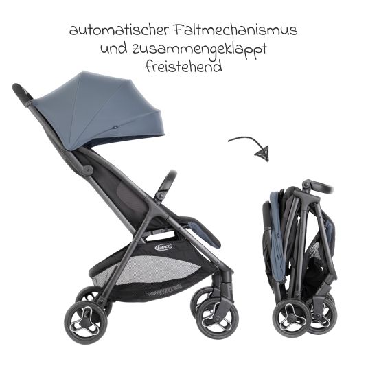 Graco Passeggino e carrozzina Myavo caricabile fino a 22 kg solo 5,8 kg leggero con funzione reclinabile e parapioggia - Stormy