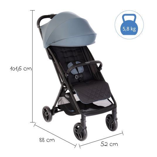 Graco Buggy & Sportwagen Myavo bis 22 kg belastbar nur 5,8 kg leicht mit Liegefunktion & Regenschutz - Stormy