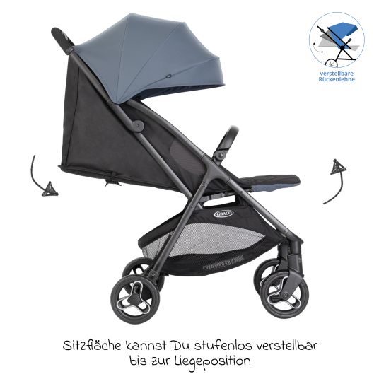 Graco Buggy & pushchair Myavo loadable up to 22 kg only 5.8 kg light with reclining function & rain cover - Stormy