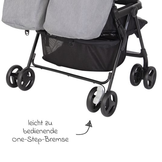 Graco Passeggino gemellare DuoRider con peso di soli 12,1 kg e posizione reclinabile, incluso parapioggia - Grigio Steeple