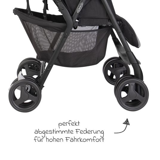 Graco Passeggino gemellare DuoRider con peso di soli 12,1 kg e posizione reclinabile, incluso parapioggia - Grigio Steeple