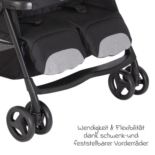 Graco Geschwister- & Zwillingswagen DuoRider nur 12,1 kg Eigengewicht mit Liegeposition inkl. Regenschutz - Steeple Gray