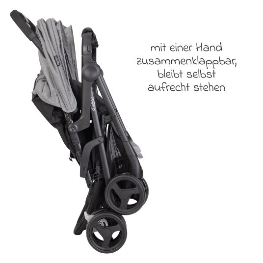 Graco Geschwister- & Zwillingswagen DuoRider nur 12,1 kg Eigengewicht mit Liegeposition inkl. Regenschutz - Steeple Gray