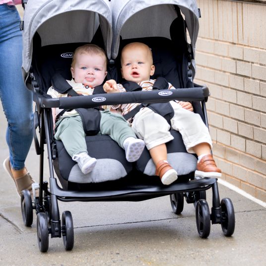 Graco Sibling & twin stroller DuoRider only 12.1 kg weight with reclining position incl. rain cover - Steeple Gray