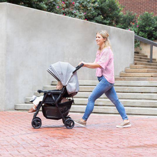 Graco Sibling & twin stroller DuoRider only 12.1 kg weight with reclining position incl. rain cover - Steeple Gray