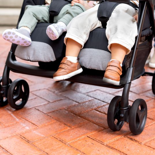 Graco Passeggino gemellare DuoRider con peso di soli 12,1 kg e posizione reclinabile, incluso parapioggia - Grigio Steeple