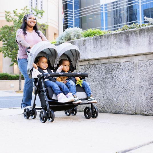 Graco Geschwister- & Zwillingswagen DuoRider nur 12,1 kg Eigengewicht mit Liegeposition inkl. Regenschutz - Steeple Gray