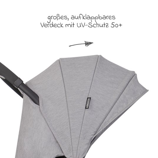 Graco Geschwister- & Zwillingswagen DuoRider nur 12,1 kg Eigengewicht mit Liegeposition inkl. Regenschutz - Steeple Gray