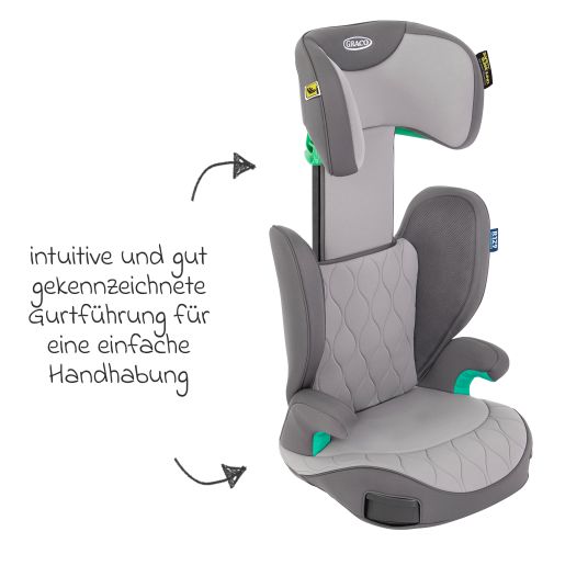 Graco Kindersitz Affix i-Size R129 ab 3,5 Jahre - 12 Jahre (100 cm - 150 cm) nur 4,2 kg schwer mit Isofix & Getränkehalter - Iron