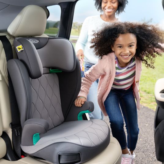 Graco Kindersitz Affix i-Size R129 ab 3,5 Jahre - 12 Jahre (100 cm - 150 cm) nur 4,2 kg schwer mit Isofix & Getränkehalter - Iron