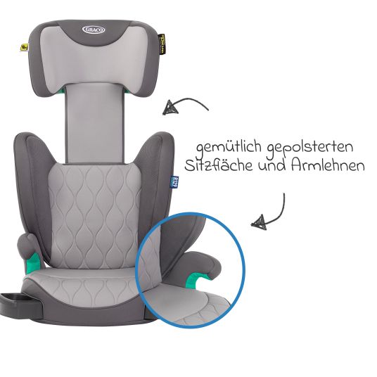 Graco Kindersitz Affix i-Size R129 ab 3 Jahre - 12 Jahre (100 cm - 150 cm) nur 4,2 kg schwer mit Isofix & Getränkehalter - Iron