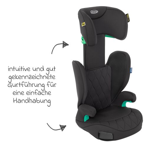 Graco Kindersitz Affix i-Size R129 ab 3,5 Jahre - 12 Jahre (100 cm - 150 cm) nur 4,2 kg schwer mit Isofix & Getränkehalter - Midnight