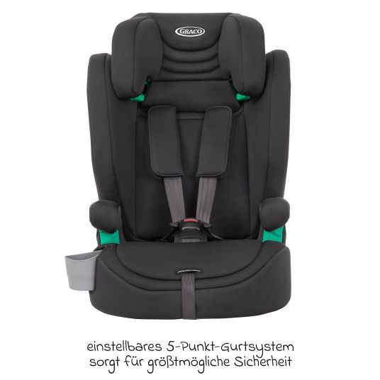 Graco Kindersitz Eldura ab 15 Monate - 12 Jahre (76 cm - 150 cm) inkl. Getränkehalter - Midnight