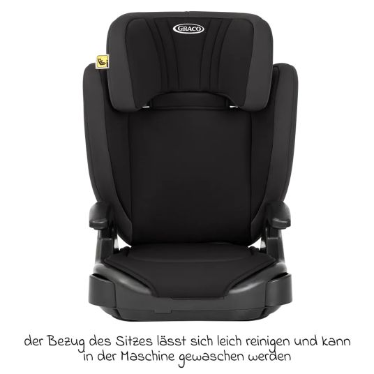 Graco Kindersitz Junior Max i-Size R129 ab 3,5 Jahre - 12 Jahre (100 cm - 150 cm) nur 3,5 kg leicht inkl. Getränkehalter & Autositz-Schutzunterlage - Midnight