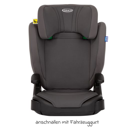 Graco Kindersitz Junior Maxi i-Size R129 ab 3,5 Jahre - 12 Jahre (100 cm - 150 cm) inkl. Getränkehalter nur 3,5 kg leicht - Iron