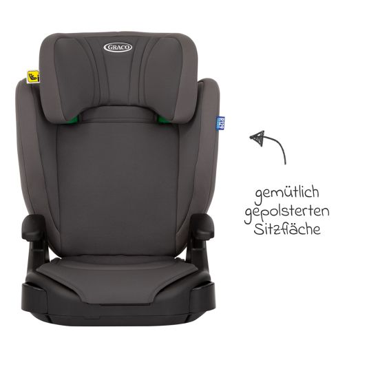 Graco Kindersitz Junior Maxi i-Size R129 ab 3,5 Jahre - 12 Jahre (100 cm - 150 cm) inkl. Getränkehalter nur 3,5 kg leicht - Iron