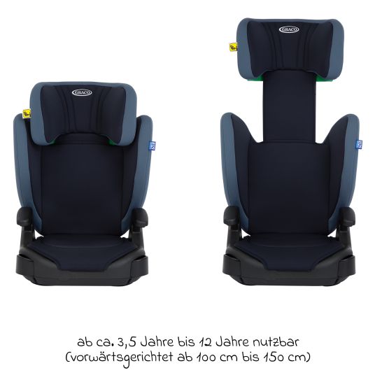 Graco Kindersitz Junior Max i-Size R129 ab 3,5 Jahre - 12 Jahre (100 cm - 150 cm) inkl. Getränkehalter nur 3,5 kg leicht - Navy