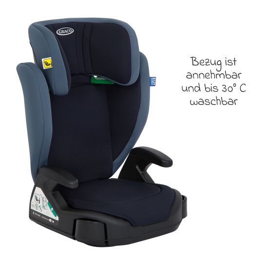 Graco Kindersitz Junior Max i-Size R129 ab 3,5 Jahre - 12 Jahre (100 cm - 150 cm) inkl. Getränkehalter nur 3,5 kg leicht - Navy