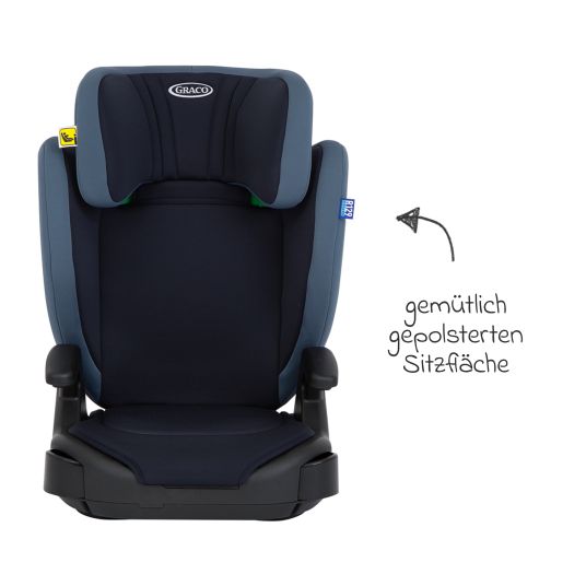 Graco Kindersitz Junior Max i-Size R129 ab 3,5 Jahre - 12 Jahre (100 cm - 150 cm) inkl. Getränkehalter nur 3,5 kg leicht - Navy