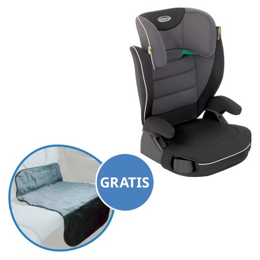 Graco Kindersitz Logico L i-Size ab 3,5 Jahre - 12 Jahre (100 cm -150 cm) inkl. Getränkehalter & Autositz-Schutzunterlage - Midnight