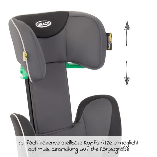 Graco Seggiolino Logico L i-Size da 3 anni a 12 anni (100 cm -150 cm) con portabibite e protezione per seggiolino - Midnight