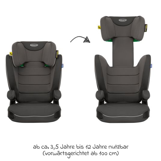 Graco Kindersitz Logico L i-Size ab 3,5 Jahre - 12 Jahre (100 cm - 150 cm) inkl. Getränkehalter - Iron