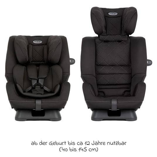 Graco Reboarder-Kindersitz SlimFit R129 ab Geburt - 12 Jahre ( 40 cm - 145 cm) inkl. Sitzverkleinerer - Midnight