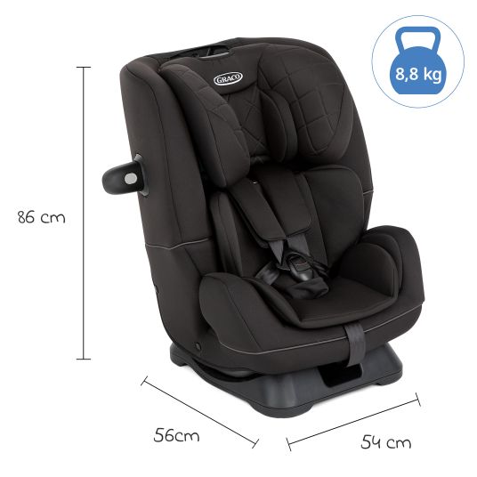 Graco Reboarder-Kindersitz SlimFit R129 ab Geburt - 12 Jahre ( 40 cm - 145 cm) inkl. Sitzverkleinerer - Midnight