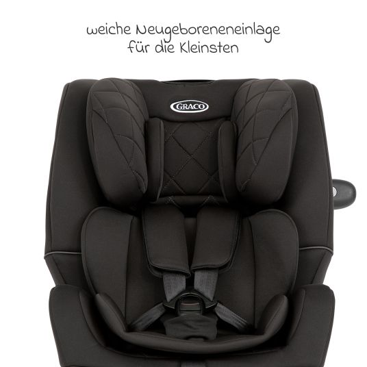 Graco Reboarder-Kindersitz SlimFit R129 ab Geburt - 12 Jahre ( 40 cm - 145 cm) inkl. Sitzverkleinerer - Midnight