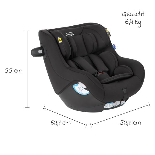 Graco Seggiolino Reboarder SnugGo i-Size R129 dalla nascita ai 4 anni (40 cm - 105 cm) con riduttore di seduta incluso - Midnight