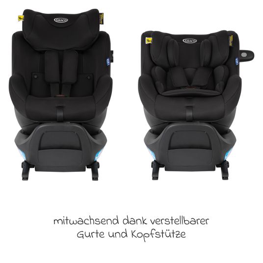 Graco Reboarder-Kindersitz SnugGo i-Size R129 ab Geburt - 4 Jahre (40 cm - 105 cm) inkl. Sitzverkleinerer - Midnight