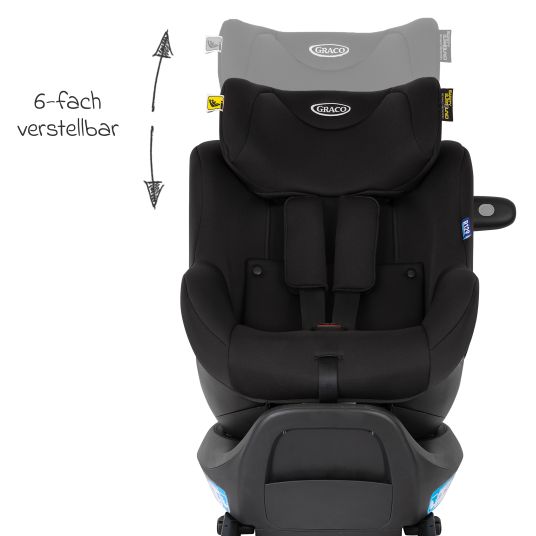 Graco Seggiolino Reboarder SnugGo i-Size R129 dalla nascita ai 4 anni (40 cm - 105 cm) con riduttore di seduta incluso - Midnight