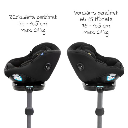 Graco Reboarder child seat Turn2Me DLX i-Size from birth - 4 years (40 cm - 105 cm) incl. Isofix base - Midnight