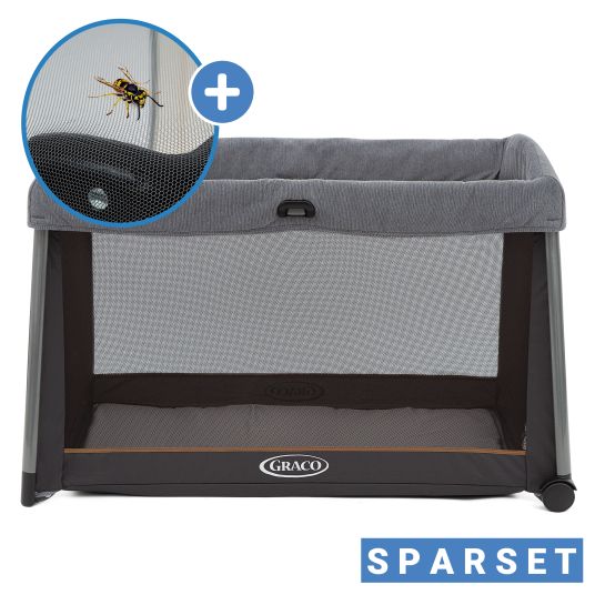 Graco Travel cot FoldLite from birth - 3 years only 6.78 kg light incl. carry bag & insect screen - Shadow