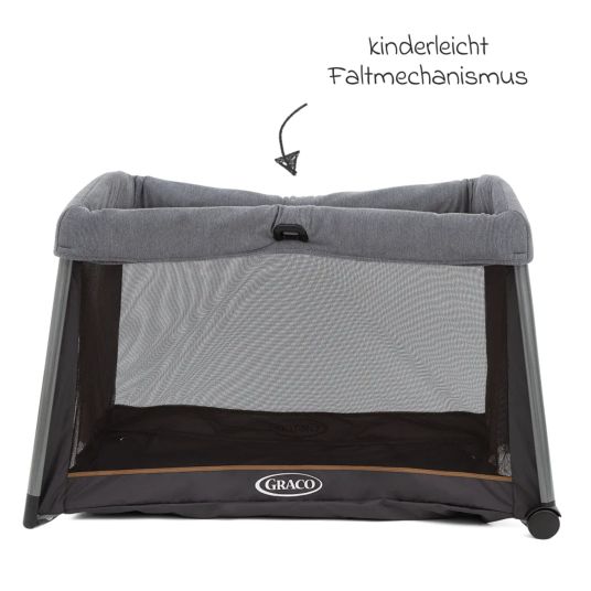 Graco Travel cot FoldLite from birth - 3 years only 6.78 kg light incl. carry bag & insect screen - Shadow